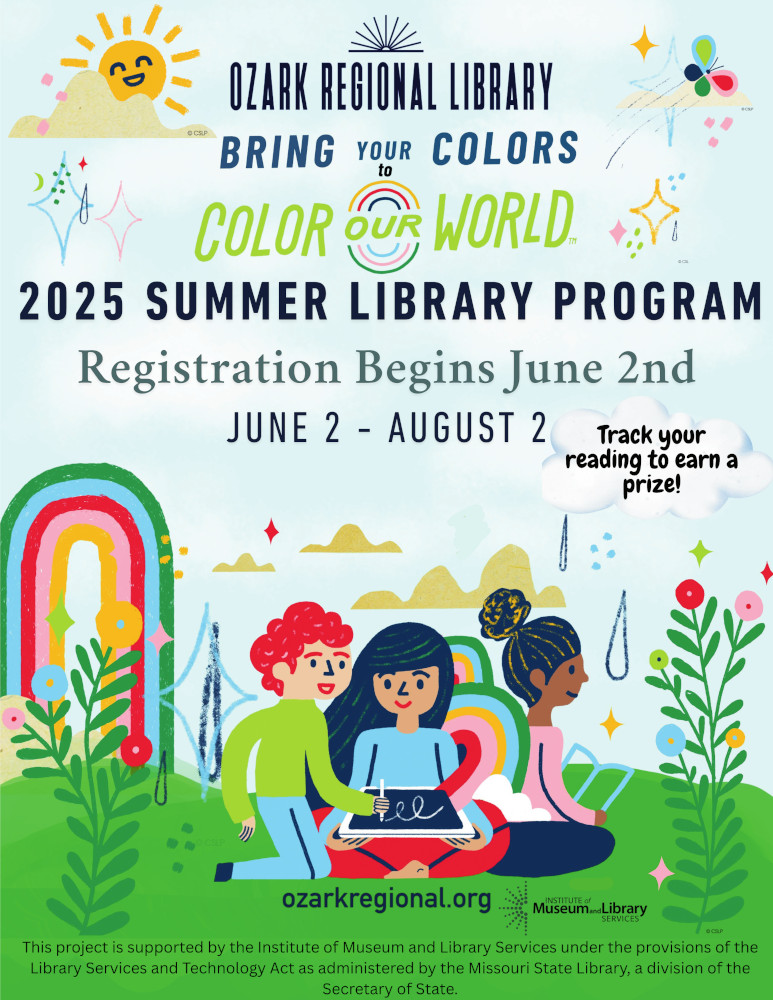 A colorful poster with children set against a blue sky and various colorful elements like stars and rainbows with text presented in below sections