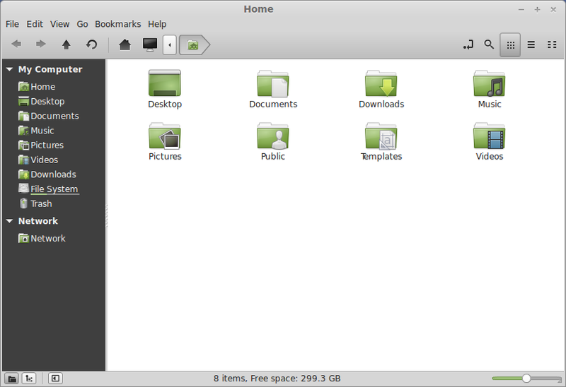 screenshot of linux mint files manager application