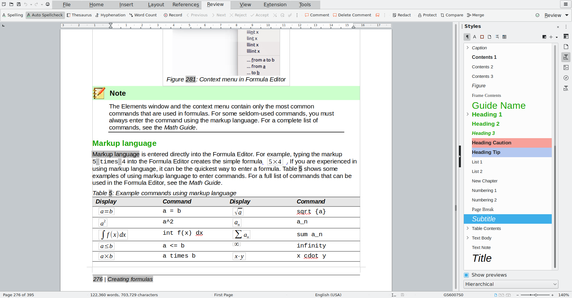 screenshot of libreoffice writer application